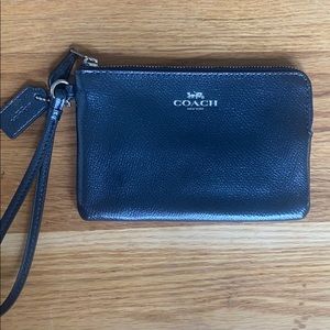 Coach metallic blue wristlet